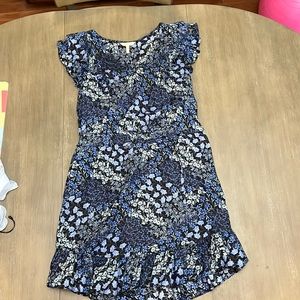 Rebecca Taylor blue floral size 0 dress with drawstring waist